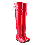 Amazing Patent Leather Flat Heel Over The Knee Boots Casual Shoes(More Colors)