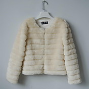 Long Sleeve Collarless Faux Fur Casual/Party Jacket(More Colors)