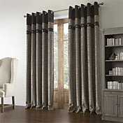 (One Panel) Barroco Jacquard Geometric Polyester Cotton Blend Energy Saving Curtain 