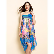 TS Flora Print Chiffon Strap Midi Dress