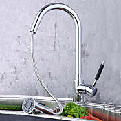 Solid Brass Pull Down Kitchen Faucet (Chrome Finish)
