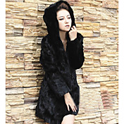 Long Sleeve Hood Faux Fur Casual/Party Coat