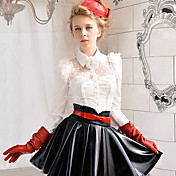 Pink Doll Elegant Palace Pointed Collar Ruffled Mesh Splicing Shirt
