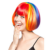 Capless Bob Style High Quality Synthetic Straight Rainbow Wigshairstyle