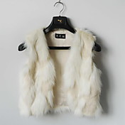 Fur Vest With Collarless In Faux Fur Casual/Party Vest