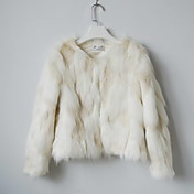 Long Sleeve Collarless Faux Fur Casual/Party Jacket