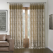 (One Pair) Country Floral Polyester Cotton Blend Jacquard Energy Saving Curtain 
