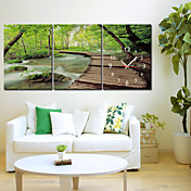  Green Tre Wall Clock in Canvas 3pcs