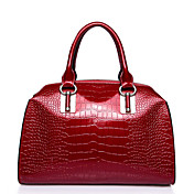Nucelle Elegant Red Cow Leather Crocodile Dual Use Tote