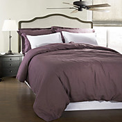 3-Piece Modern Stylish 100% Linen Purple Garment Wash Duvet Cover Set