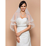 One-tier Elbow Veil With Lace Applique Edge