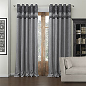(Two Panels) Piecing Decorative Dotted Line CutLined Blackout Curtain 