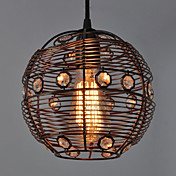 60W Artistic Pendant Light with Metal Globe Cage Style Shade
