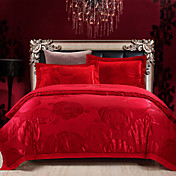 4-Piece Rose Romantic Jacquard Duvet Cover Set