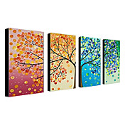 Hand Painted Oil Painting Botanical Tree and Defoliation with Stretched Frame Set of 4 1307-BO0157