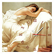 Modern Style Girl Wall Clock in Canvas
