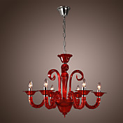 Modern Acrylic Chandeliers with 6 Lights Candle Featured Red