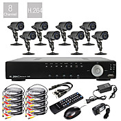 8CH D1 Real Time H.264 600TVL High Definition CCTV DVR Kit (8 Waterproof Day Night CMOS Cameras)