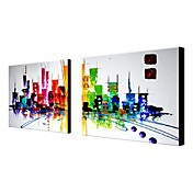 Hand Painted Oil Painting Abstract Cityscape Set of 2 1307-AB0501