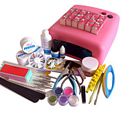 49PCS UV Gel Tips Nail Art Suit with 36W Nail Drier Pink