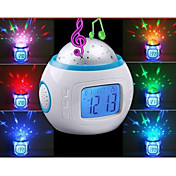 Starry Sky Projector Digital Music Alarm Clock (White, 3xAAA) 