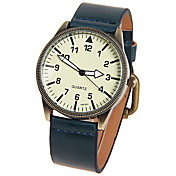 Women's Faux Leather Quartz Movement Glass Round Watch(More Colors)