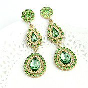 Gold Plated Alloy Green Zircon Waterdrop Pattern Earrings