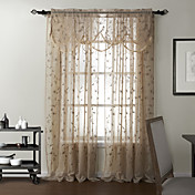 (One Panel) Country Embroidery Sheer With Valance Curtain Set