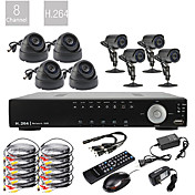 Ultra Low Price DIY 8CH D1 Real Time H.264 DVR CCTV DVR Kit (8pcs 420TVL Night Vision CMOS Cameras)