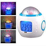 Starry Sky Projector Digital Music Alarm Clock (White, 3xAAA) 