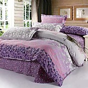 4-Piece 100% Cotton Modern Stylish Floral Print Duvet Cover Set