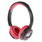MP3 FM On-Ear Bluetooth Headphone with Mic, TF Card Slot, LCD Screen (Red,Black)