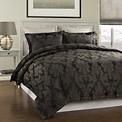 3-Piece Modern Style Black Coffee Jacquard  Duvet Cover Set
