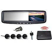 Car Rearview Mirror with 4.3 Inch LCD Screen and 4 Wireless Parking Sensors (Buzzer Alarm)