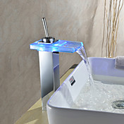 Sprinkle® by Lightinthebox - Color Changing LED Waterfall Bathroom Sink Faucet (Chrome Finish)
