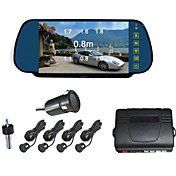 Car Rearview Mirror with 7 Inch LCD Screen Camera Parking 4 Radar Parking Sensors (Buzzer Alarm)