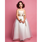 A-line Princess Spaghetti Straps Organza Satin Flower girl Dress