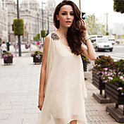 Women's Fanshion Shoulder Pad Chiffon Mini Dress