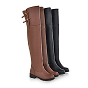 Tasteful Leatherette Flat Heel Over Knee High Boots Casual Shoes(More Colors)