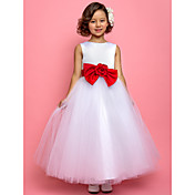 Princess Jewel Ankle-length Tulle Satin Flower Girl Dress
