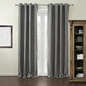 (Two Panels) Grey Solid Modern Blackout Curtain