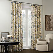 Blackout Lined Country Plum Blossomy Curtain (Two Panels)