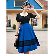TS VINTAGE Deep V Neck Swing Dress