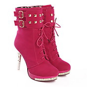 Leatherette Stiletto Heel Boots With Zipper
