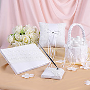 Spring Floral Designed Wedding Collection Set in White Satin and Lace (4 Pieces)