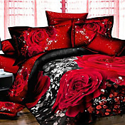 4-Piece 3D Aloha Print Multi-color Full Duvet Cover Set