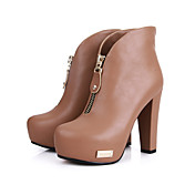 Tasteful PU Chunky Ankle Boots with Zipper Party Shoes(More Colors)
