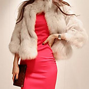 Long Faux Fur 3/4 Sleevers Jacket