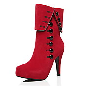 Almond Toe Studded Nubuck Woman's Mid Calf Boots