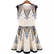 SISTERS Women's Two Piece Like Floral Sleeveless Dress Cream